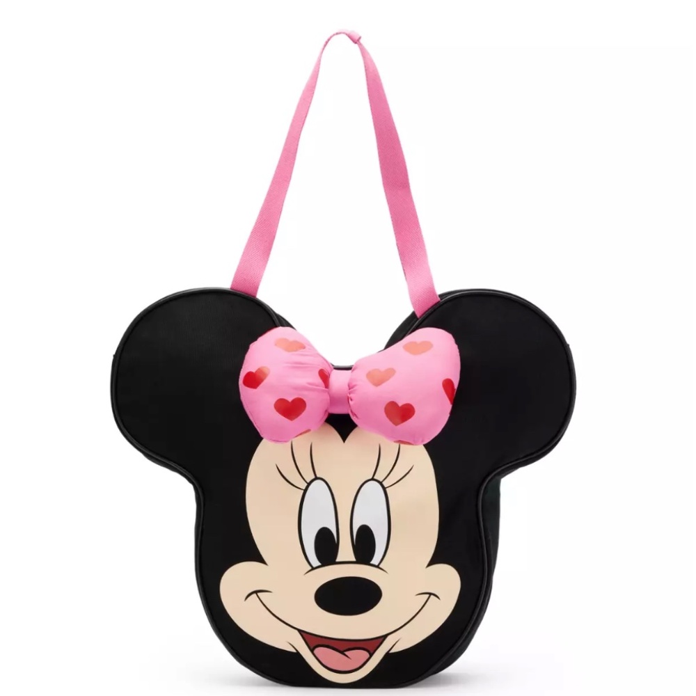 2026 Disney Parks Minnie Mouse Valentine’s Day Face Hearts Large Canvas Tote Bag